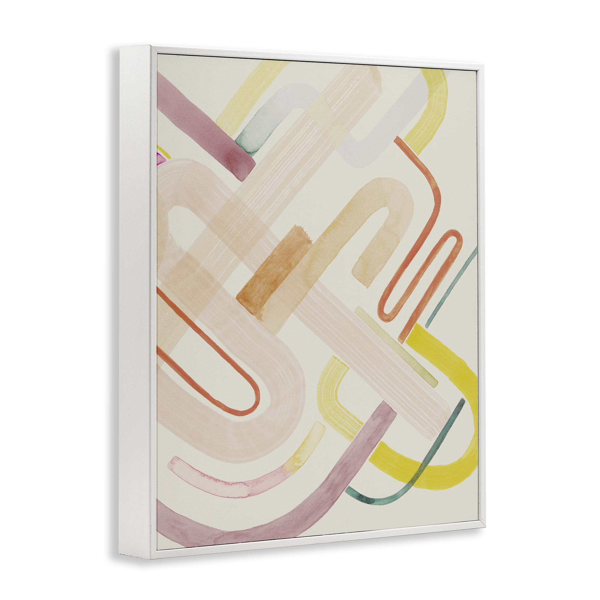 Stupell Industries Overlapping Curved Shapes Abstract Painting White Framed Art Print Wall Art, 11 x 14