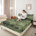 thumbnail image 4 of Homewish Camouflage Camo Boy 4-Piece Full Size Sheets,Abstract Geometric Bed Sheets,Green Brown Orange Camo Lightweight Sheet Sets,Super Cozy Room Decor, 4 of 7