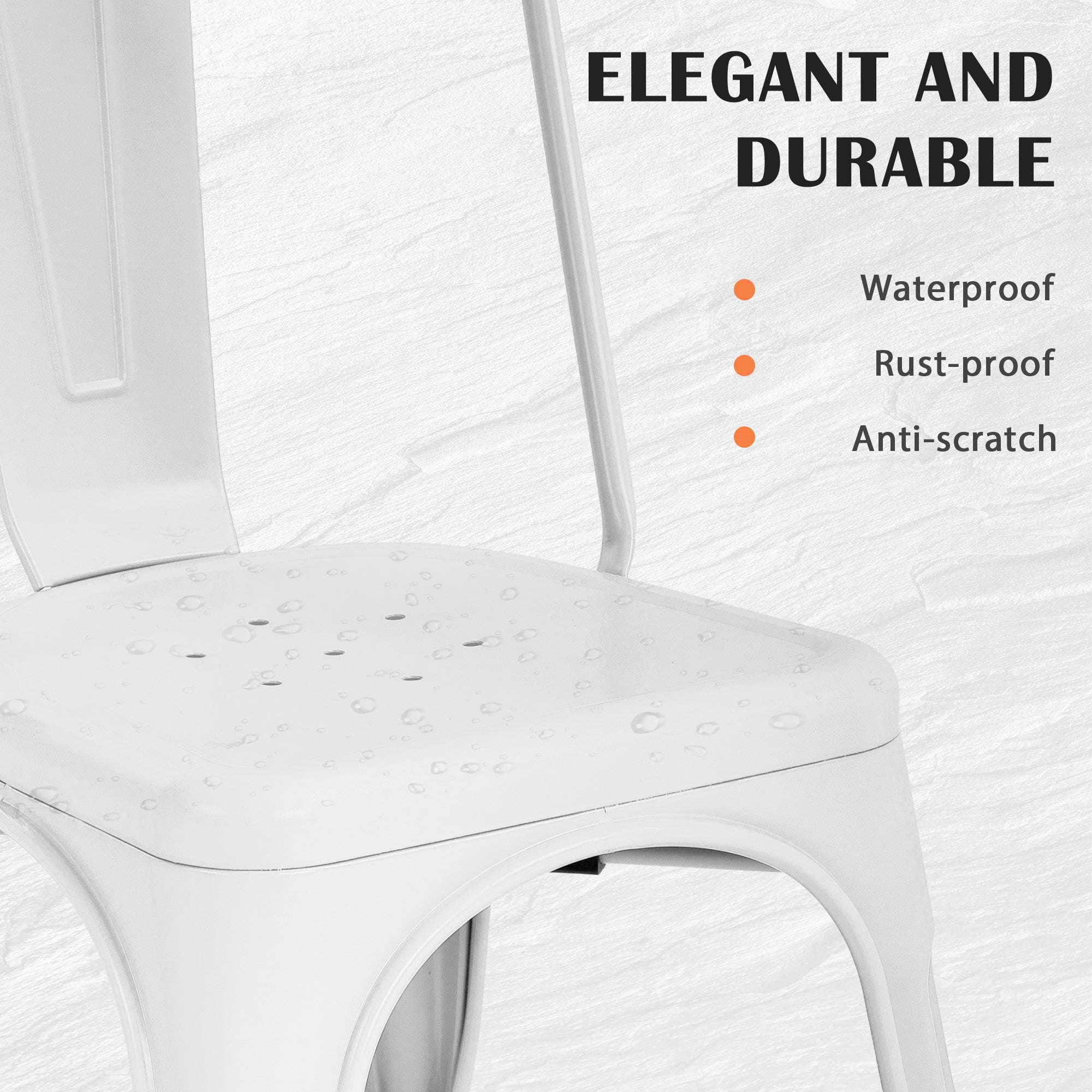 CL.HPAHKL Dining Chairs Set of 4, Metal Kitchen Chairs 330LBS Weight Capacity, Stackable Indoor Outdoor Chairs for Kitchen Dining Room Café Restaurant Bistro Patio Bar Chairs, Cream