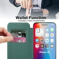 thumbnail image 3 of for iPhone 16 Plus Wallet Case with RFID Blocking Credit Card Holder,Compatible with MagSafe,PU Leather Flip Kickstand Shockproof Cover Women Men for iPhone 16 Plus Phone case,Darkgreen, 3 of 8