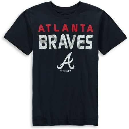 Atlanta Braves Mat - MLB Atlanta Braves TEE Short Sleeve Boys Team Name and LOGO 100% Cotton Team Color 4-18
