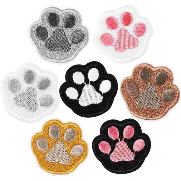 7Pcs Paw Print Embroidery Patches Cat Paw Iron on Patches Cute Paw Sew On Applique Badge for Clothes Backpack Shoes Jacket Jeans Hat Dress