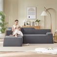 thumbnail image 3 of Miniyam 96" Compression-Packed L-Shaped Sectional Sofa – Easy Delivery & Setup, Plush Corduroy with Premium Comfort (Dark Gray, Left Facing), 3 of 10