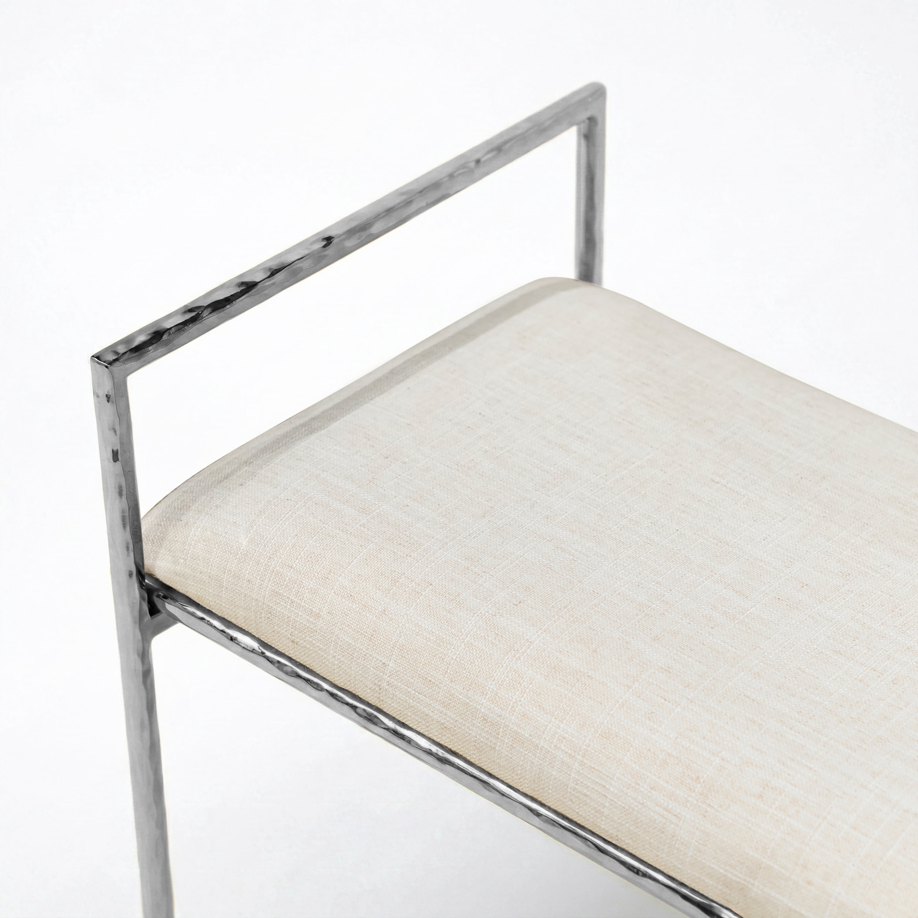 Furniture of America Zayen Modern Stainless Steel Upholstered Bench, Chrome
