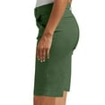 thumbnail image 5 of RPVATI Khaki Bermuda Shortswomen Casual Pull on Trendy High Waisted Shorts with Pockets Vacation Stretch Twill Walking Business Chino Shorts Green L, 5 of 8