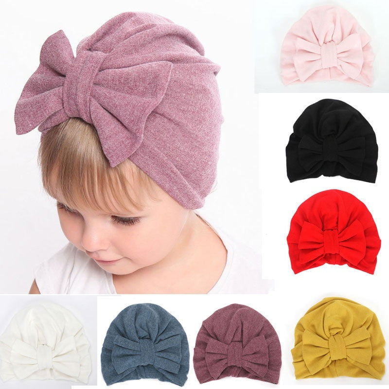 Baby Kids Hat Toddler Soft Cotton Turban Beanies Hats Floral Bowknot Head Wraps` 