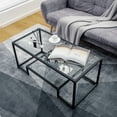 thumbnail image 3 of Costway Table Basse en Verre Moderne Rectangulaire Cadre en Métal pour Salon, 3 of 10
