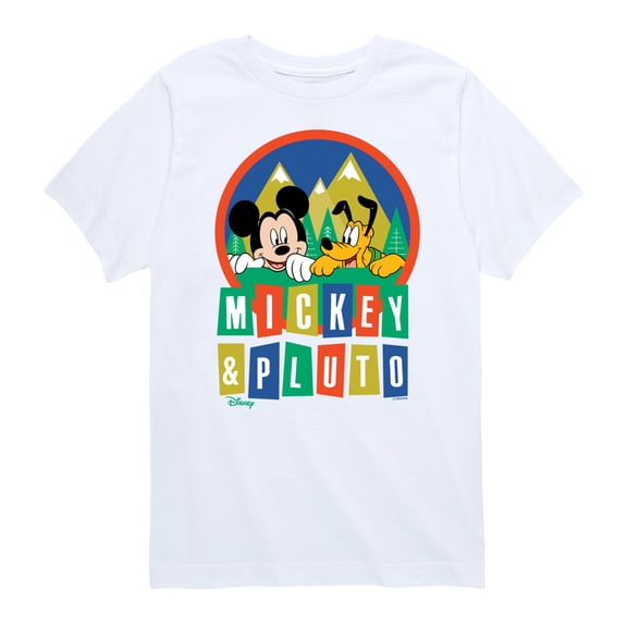 Disney Standard - Mickey And Pluto - Toddler & Youth Short Sleeve Graphic T-Shirt