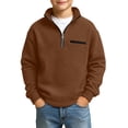 thumbnail image 2 of Kezqiaxn Teen Clothes for Boys Stand Collar Quarter Zip Sweatshirt Classic Waffle Pullover Tops Fall Fashion Size 3-14, 2 of 8