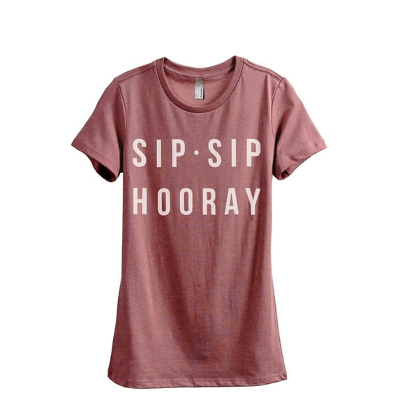 Thread Tank Sip Sip Hooray Women's Fashion Relaxed Crewneck T-Shirt Tee Heather Rouge 2X-Large