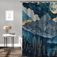 thumbnail image 2 of JEUXUS Bathroom Shower Curtain Set with Hooks Mountain Nature Forest Aesthetic Moon Starry Night White, 2 of 7