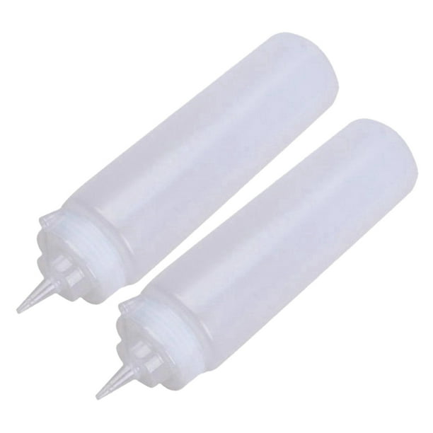 2X Dispensador de Botella de Compresión de Salsa de Plástico Transparente Blanco de 250 Ml con Tapa