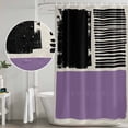 thumbnail image 5 of Purple Black Shower Curtain, Waterproof Shower Curtains for Bathroom, Farmhouse Striped Modern Abstract Art Washable Fabric Bathtub Curtain Set Bath Decor with 12 Hooks Stall 36"x72", 5 of 8