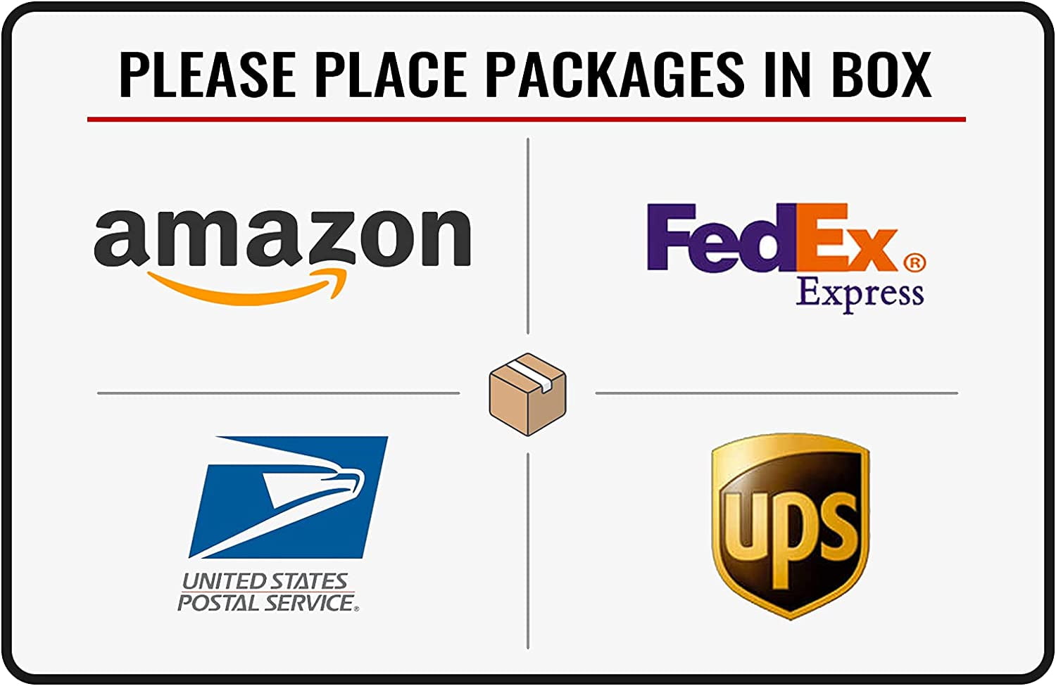 Please Place Packages in Box Delivery Sign for Outdoor Use 12x18 Inch
