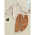 thumbnail image 3 of Bagilaanoe 2PCS Toddler Baby Boy Pants Set Long Sleeve Sweatshirt Pullover Tops + Drawstring Sweatpants 6M 12M 18M 24M 3T Kids Casual Sweatsuits, 3 of 9