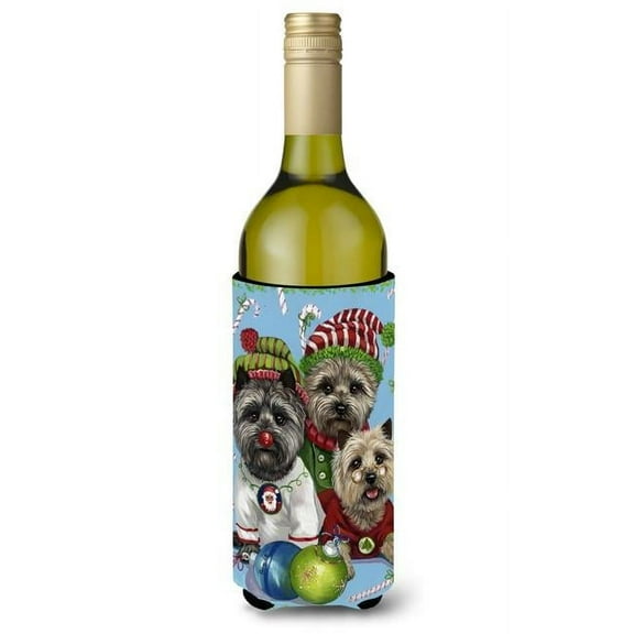 24 oz Cairn Terrier Christmas Elves Wine Bottle Hugger