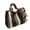 black, variant on Large Canvas Striped Tote Bag for Women, With zipper Casual Commuter Shoulder Bag with Cute Rabbit Charm