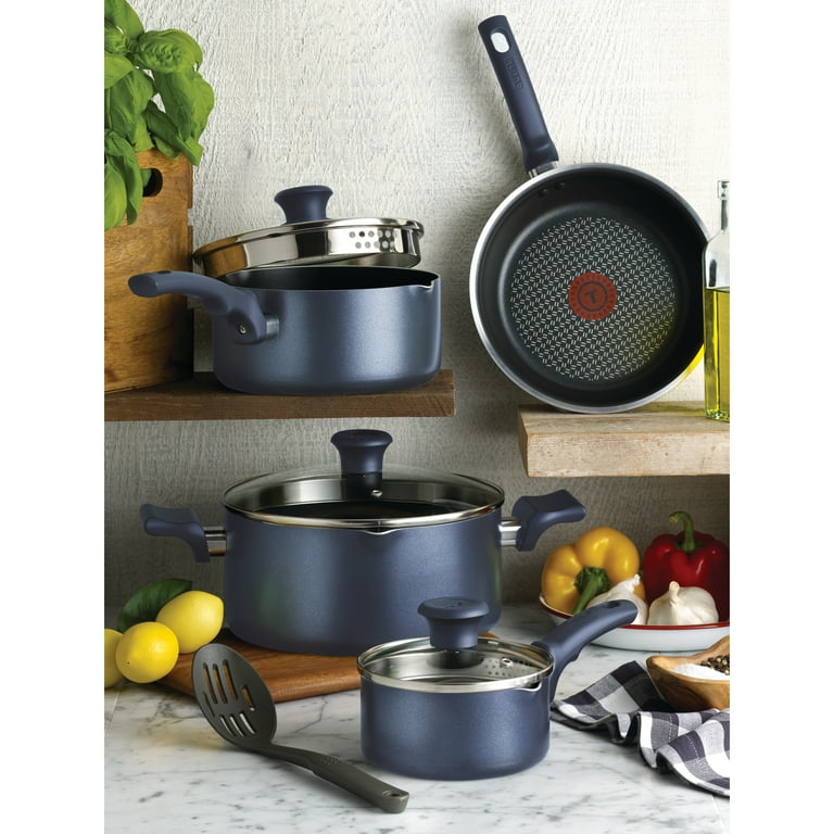 T-Fal® Cook & Strain Non-Stick Pots & Pans Set - Blue, 14 pc - Kroger