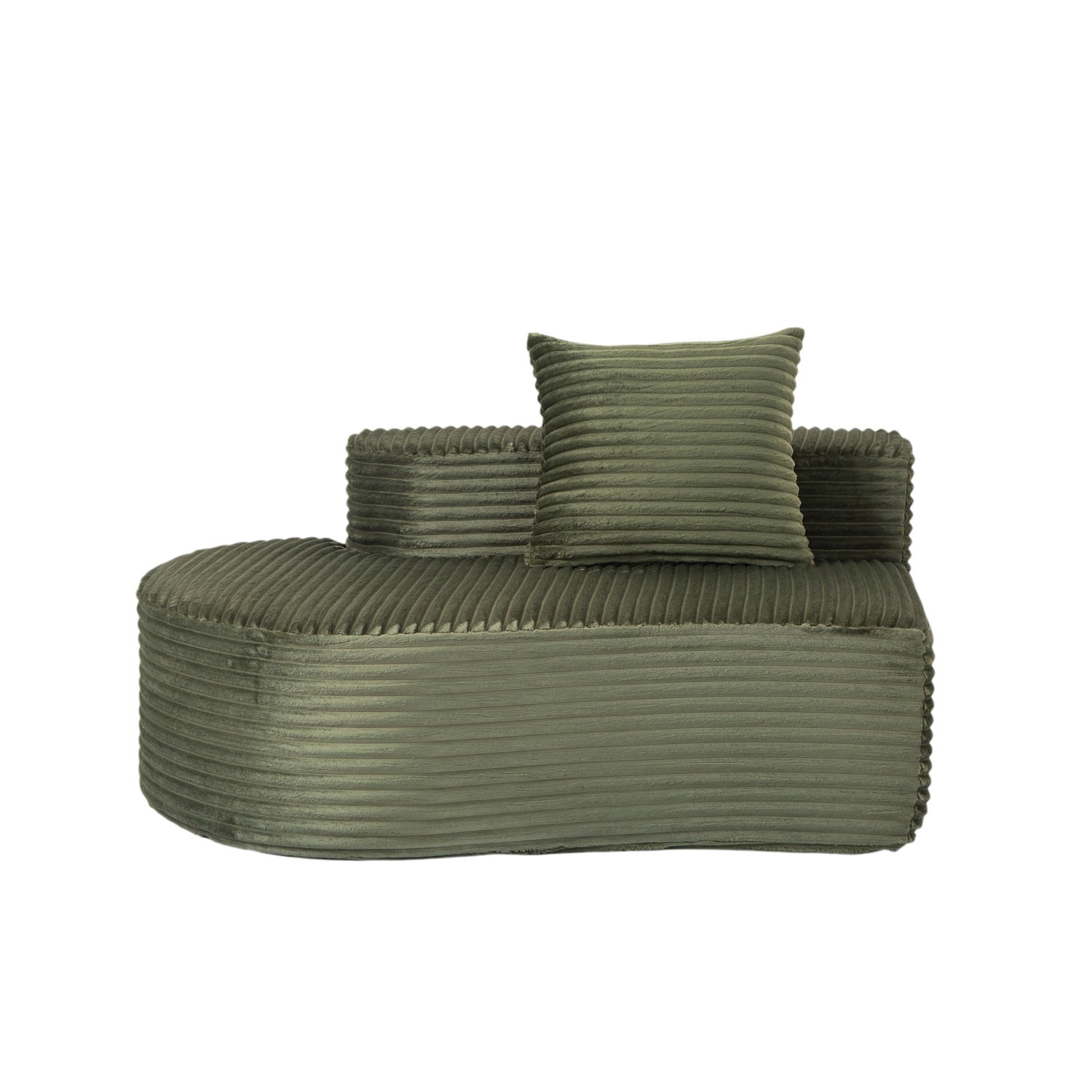 Hommoo 110" Full Curved Compressed Sofa, Corduroy 2-Seater Cloud Couch Upholstered Sofa with 2 Lumbar Pillows, for Living Room & Bedroom, Green