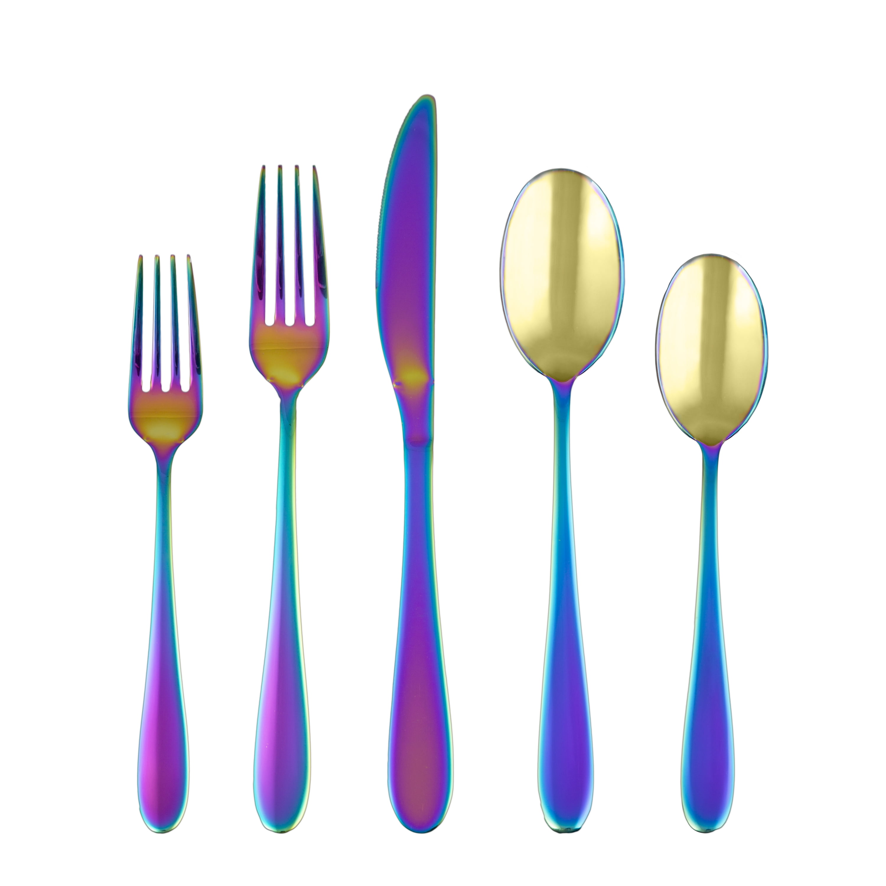20-Piece Silverware Set Rainbow Flatware Stainless Steel Service for 4 Colourful 