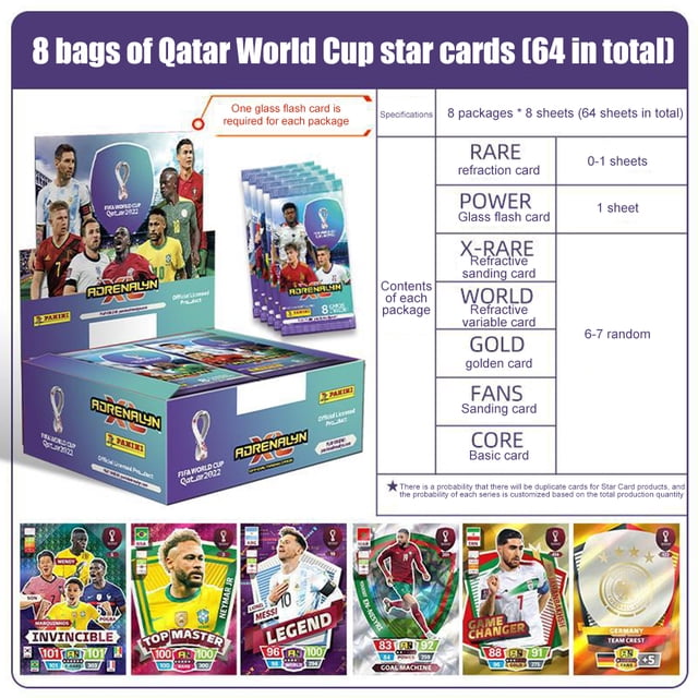 Caja De Tarjeta De Estrella De Fútbol Football Star Collection Soccer Star Footballer Limited Card Box Set (64 hojas)