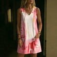 thumbnail image 4 of Guieoi Womens Dresses Plus Size Summer Sleeveless V-Neck Casual Dress with Pockets, Loose-Fit Casual Pink L, 4 of 7