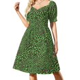thumbnail image 4 of Vestido de manga corta con estampado botánico hipster de hojas de helecho y follaje vintage, vestidos elegantes y bonitos para mujer., 4 of 8