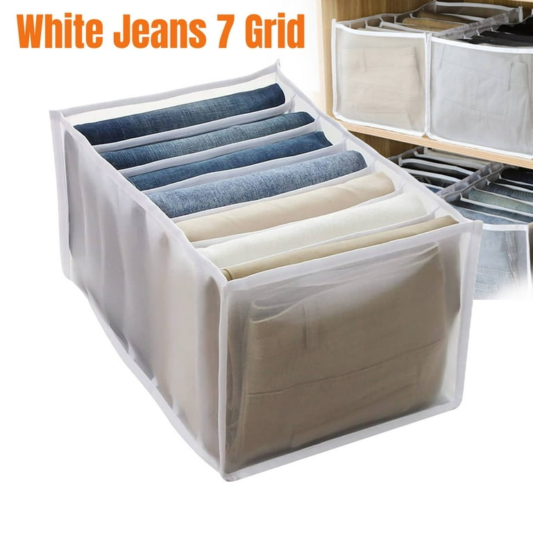 7 Grids Clothes Shirt Jeans Storage Box Drawer Organizer Mesh Divider  Foldable