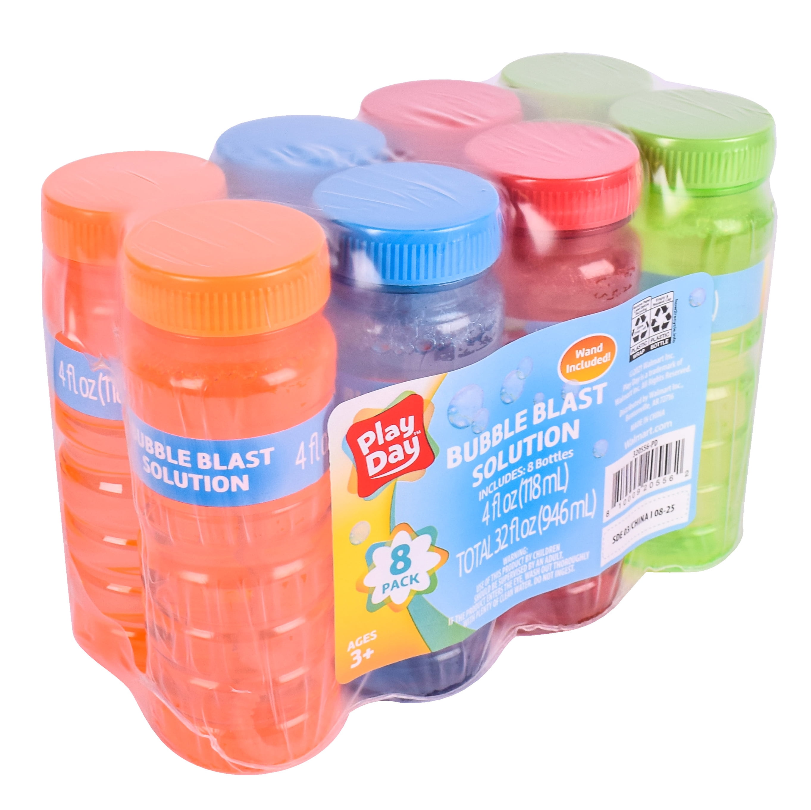 Play Day 8pk 4 Oz Bubble Blowing Solution, Children Ages 3+