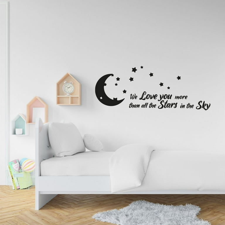 We Love You More Than All The Stars In The Sky Quote Kids Vinyl Wall Art Wall Decal Wall Sticker Home Decoration Design Kids Girls Boys Room Decor