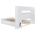 thumbnail image 5 of Queen Size Platform Bed with 4 Storage Drawers and Sockets, Wooden Bed Frame with All-in-One Cabinet and Shelf, Versatility Storage Bed for Bedroom, No Box Spring Needed, White, 5 of 8