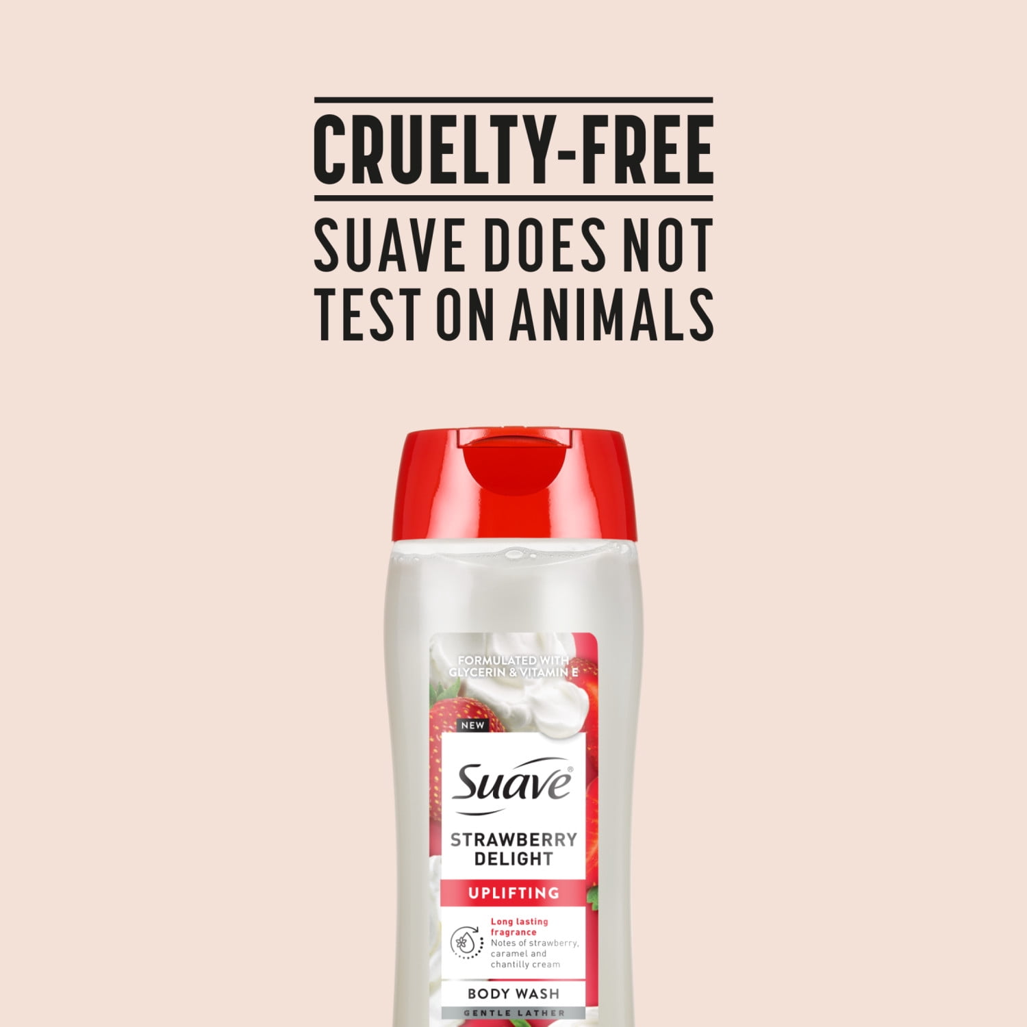 Suave Strawberry Delight Uplifting Body Wash, with Glycerin & Vitamin E, 18 FL OZ