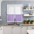 thumbnail image 6 of Purple Kitchen Curtains Set Small Half Curtains 24 Inches Length, Modern Pure Lavender Purple Rod Pocket Window Treatment Bedroom Tiers and Valance Set for Cafe Bathroom, 6 of 6