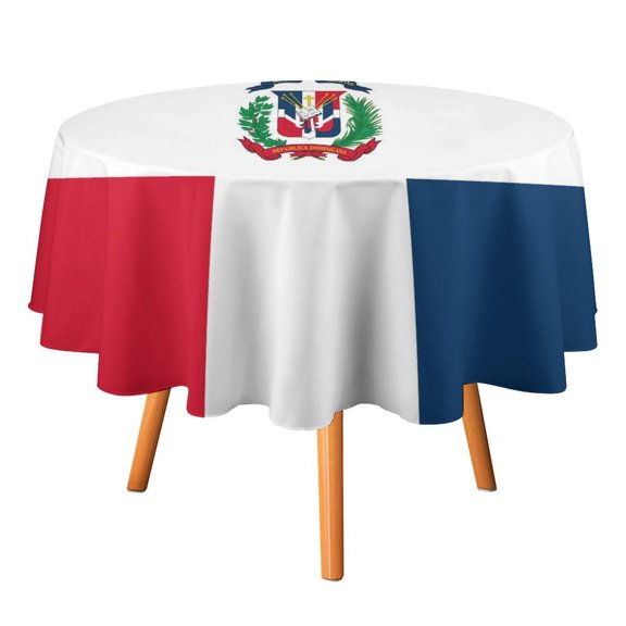 Multi-Size Round Tablecloth Durable And Easy To Clean Wireless Head Slot For Picnic Dining Restaurant Hotel Courtyard Dominican Republic Flag