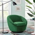 thumbnail image 2 of Modway Whirr Upholstered Velvet Fabric Swivel Chair in Black/Emerald Green, 2 of 7