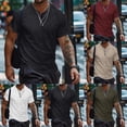 thumbnail image 4 of Men T Shirt Casual Top Solid Button Short Sleeve Tee Summer Streetwear Pullover, 4 of 11
