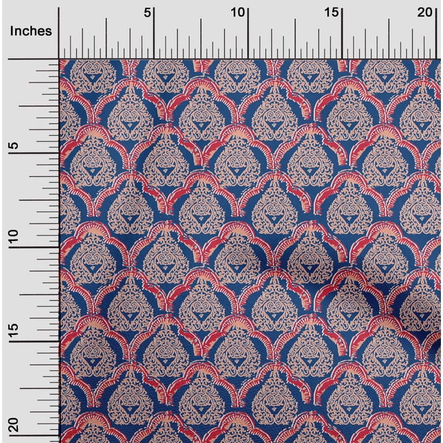 oneOone Viscose Chiffon Fabric Damask & Floral Block Print Fabric BTY 42 Inch Wide
