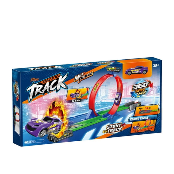 Pista de Juguete de Carros con Loop 360°, Aro de Fuego + 1 Auto Incluido