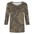 thumbnail image 4 of Uootdi Womens Tops Boho Botanical Print 3/4 Sleeve Top Soft Stretchy Blouse Casual Daily Top Elegant Blouse Gift, 4 of 5
