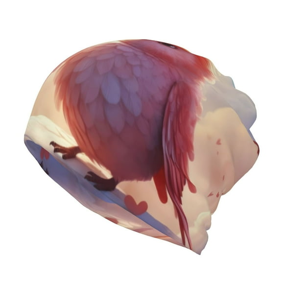 Pofeuu Heart Sky Bird Couple Print Multifunction Beanie Hat for Men Women Fashion Scarf Soft Stretch Skull Cap