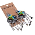 thumbnail image 2 of Pendientes colgantes de borlas con bordado multicolor estilo boho retro para mujer Azul, 2 of 9