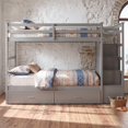thumbnail image 2 of Twin Over Twin Kids/Teens Bunk Bed with Buit-In Staircase, Wooden Storage Bed Frame with 6 Drawers, 2 of 12