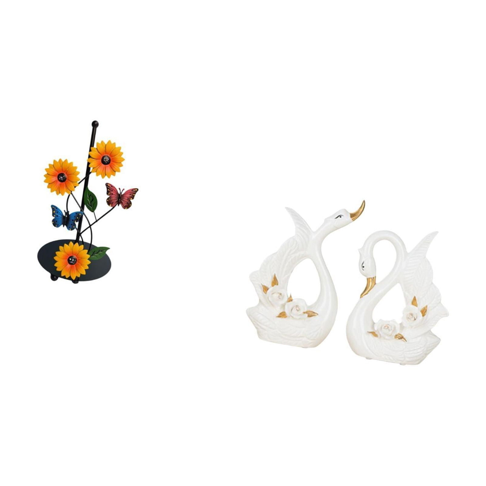 Fiocias Elegant Swan Paper Towel Holder Dispenser Non Slip Vertical Tissue Rack Ceramic Animal Sculpture Desktop Ornament for Home Bookshelf Cabinet