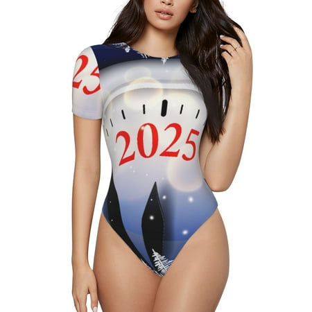 Cauagu Gold Glitter Shining In Light With 2025 Women s Crew Neck Round Short Sleeve T Shirts Tops Bodysuit Daily Jumpsuit-Small