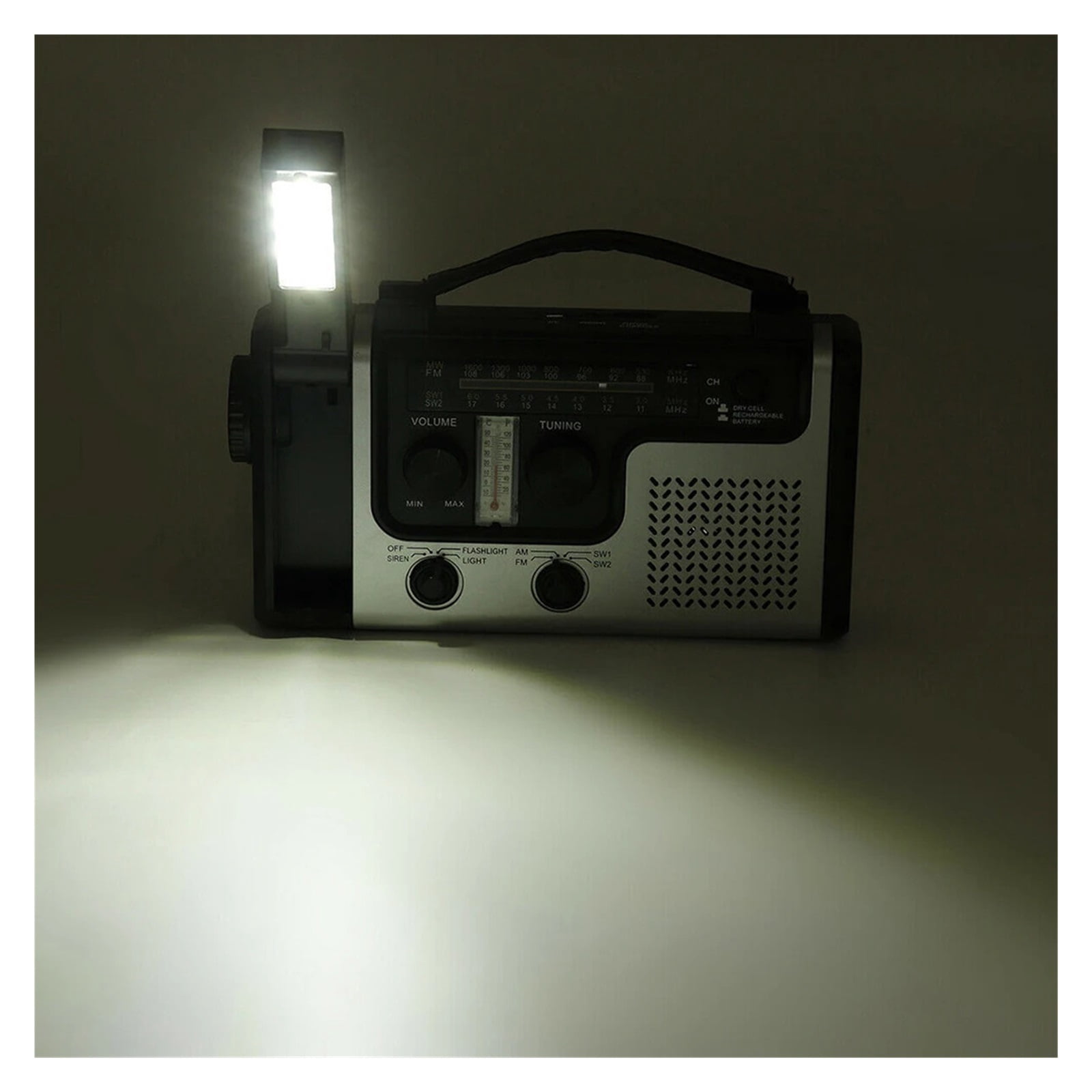 Multifunctional Outdoor SOS Emergency Flashlight Solar Hand-Cranked Power Generation Radio Weather Broadcast