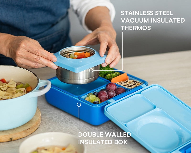 OmieBox Insulated Hot & Cold Bento Box - Blue Sky - Mighty Rabbit