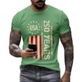 thumbnail image 5 of 250th Anniversary USA Shirts Men Short Sleeve T Shirts Loose USA Flag Print Pullover 4th of July Celebration Party Tops Independence Day Patriotic Crew Neck 1776-2026 Tees Light Green XL, 5 of 5
