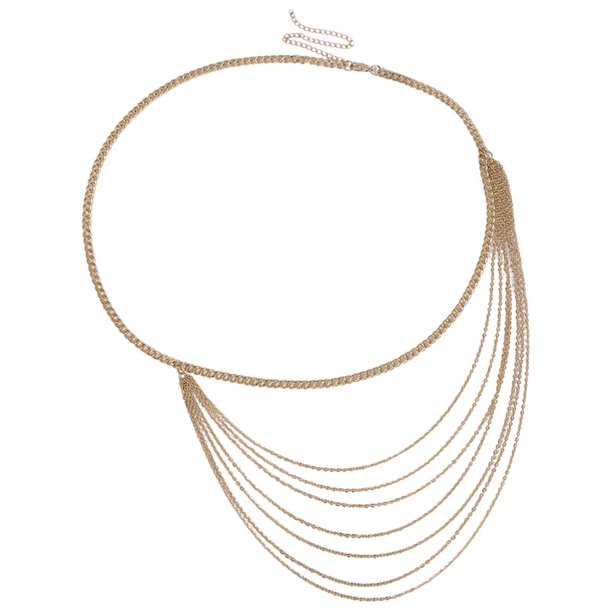 Mujeres de múltiples capas de Cinturón de cintura Cadena de cuerpo dorado Sunnimix Cadena de cintura de múltiples capas