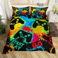 thumbnail image 2 of Erosebridal Housse de Couette Colorée Manette Simple, Literie Thème Jeu Vidéo Taille Simple, Déco de Chambre Gamer Bohème, Réversible 2 Pcs (Sans Couette), 2 of 7