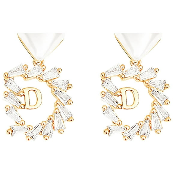 iTNHFP Small Hoop Earrings Women Zircon Geometric Earrings Female Silver Pearl Earrings Versatile Temperament Letter Earrings